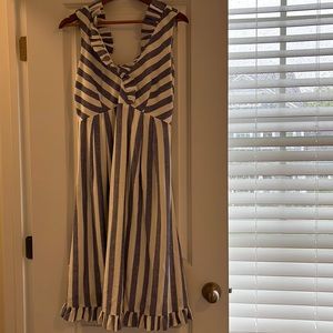 Camilyn Beth small blue and white striped bow tie dress
